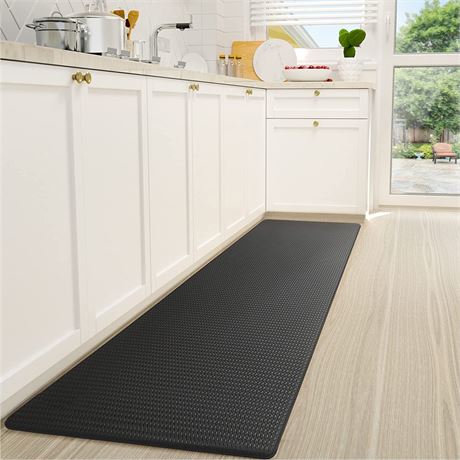 Cushioned Anti-Fatigue Kitchen Mat, Non Skid Waterproof 17 inch x59 inch Black