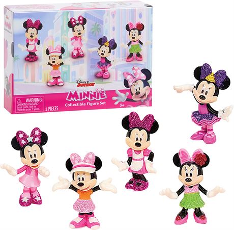 Disney Junior Minnie Mouse 3 Inch Tall Collectible Figure Set, 5 Piece Set