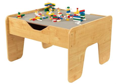 KidKraft Reversible Wooden Activity Table with 195 Building Bricks