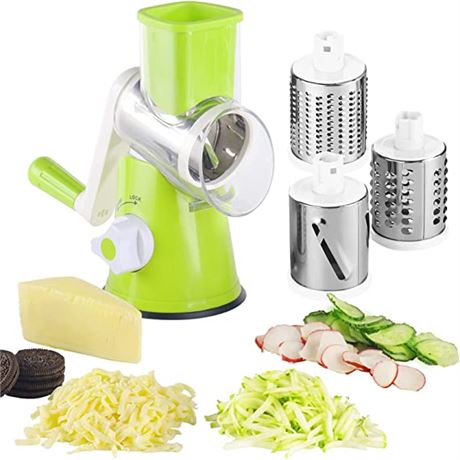 EDEFISY Table Top Drum Rotary Grater, Green