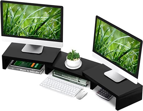 Dual Monitor Stand Riser Office Desktop Organizer