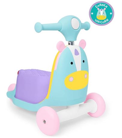 Skip Hop 3-in-1 Baby Activity Push Walker to Toddler Scooter, Zoo Unicorn