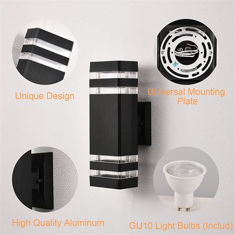 DASTOR 2 Pack Outdoor Wall Lights