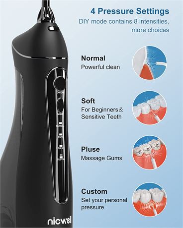 Nicwell Oral Irrigator, Portable and Rechargeable DEVICE ONLY no nozzles