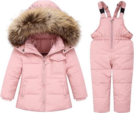 Fumdonnie Toddler Snowsuit, Pink, Size 1-2T