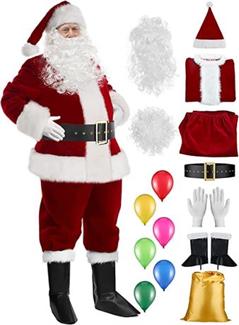 Christmas Santa Claus Costume Beard Adult Men