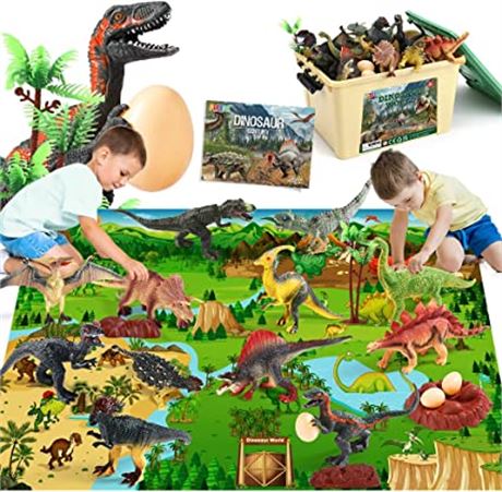 Realistic Large Dinosaur Figurines w/ Jumbo Play Mat