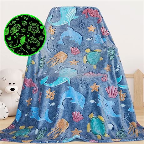 Throw Blanket Dolphin Marine Life - Luminous