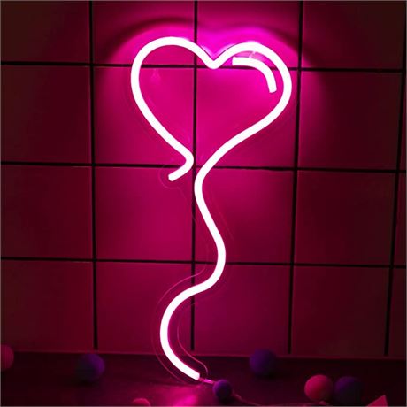 Hot Pink Heart Neon Sign for Wall Decor