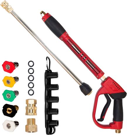 Hourleey Pressure Washer Gun, Red High Power Gun with Replacement Wand