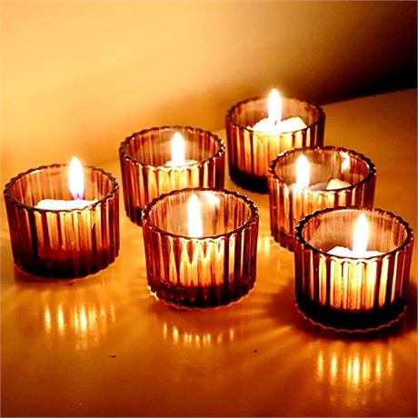 Amber Tealight Candle Holder Set of 12