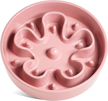 LE TAUCI Slow Feeder Dog Bowls Ceramic , BloomPink