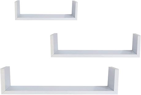 3 Floating Wall "U" Shelves - White