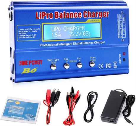 B6 Lipo Battery Balance Charger 80W 6A for NiMH/NiCd/LiPo/Li-ion/Life Battery