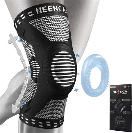 NEENCA Knee Brace with Side Stabilizers - Black - XL