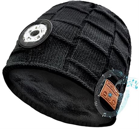 Nhpoi Bluetooth Beanie Hat with Light,Wireless Headphones