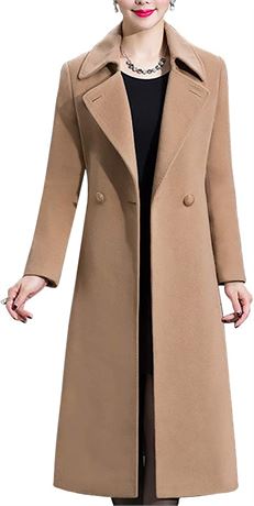 Aprsfn Women's Wool Blend Solid Trench - Camel - XL