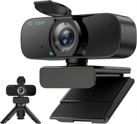 1080P HD Webcam / Microphone, USB PC Computer Web Cam w/ Triopod Stand