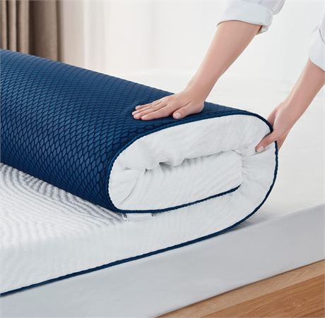 LINSY LIVING 3 Inches Memory Foam Mattress Topper, King