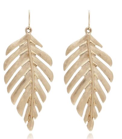 Boho Artistic Vintage Leaf Metal Dangle Drop Statement Earrings