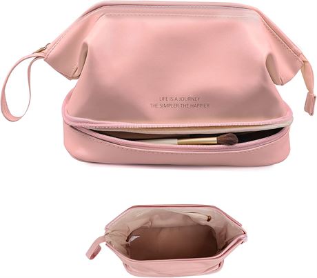 Leather Makeup Bag, Cosmetic,Portable Leather Toiletry Bag