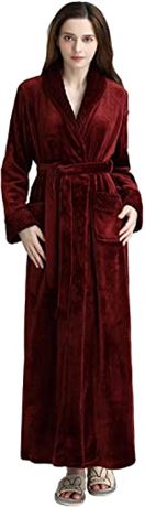 Artfasion Womens Long Fleece Robe - WineRed XLarge