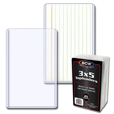 BCW (25) 3x5 Topload Holders - Rigid Plastic Sleeves