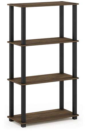 Furinno 4-Shelf Decorative Shelves Columbia Walnut and Black