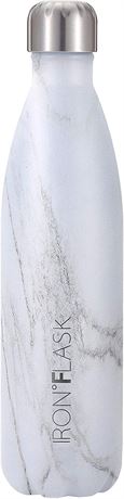 IRON �FLASK Retro Sports Water Bottle - 25 Oz - Calcatta Marble