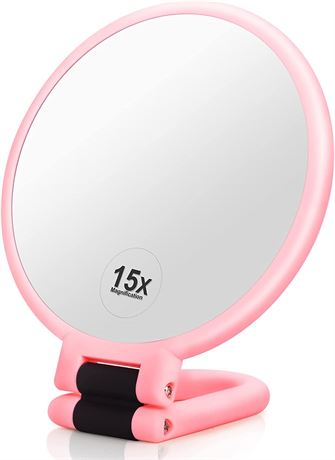 Handheld Mirror, 1x 15x Magnifying Makeup Mirror with Handle