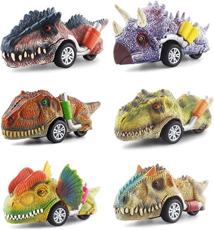 DINOBROS Pull Back Dinosaur Cars 6-pack