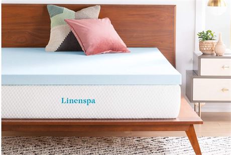 LINENSPA 3 Inch Gel Infused Memory Foam Mattress Topper, King