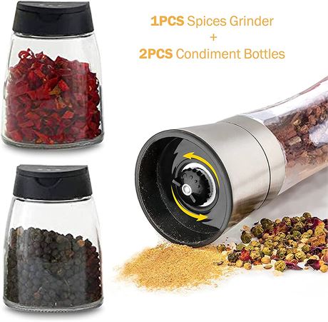 Salt/Pepper Grinder with 3 Shakers Set