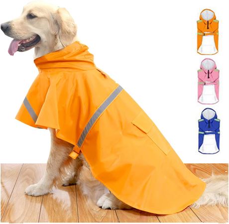 Dog Raincoats for Large Dogs with Reflective Strip Hoodie - XL