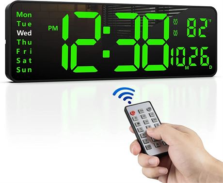 16" Large Digital Wall Clock with Remote