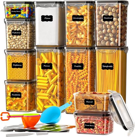 12 Pack Food Storage Containers Set Airtight Pantry Organization and Storage