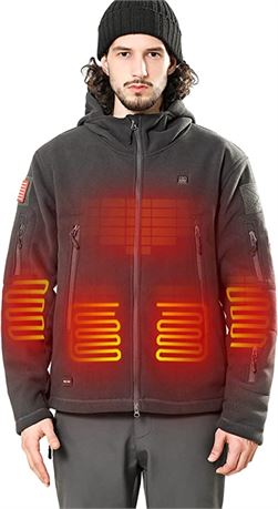 DEWBU Heated Jacket 12V Soft Fleece 3XL-Gray