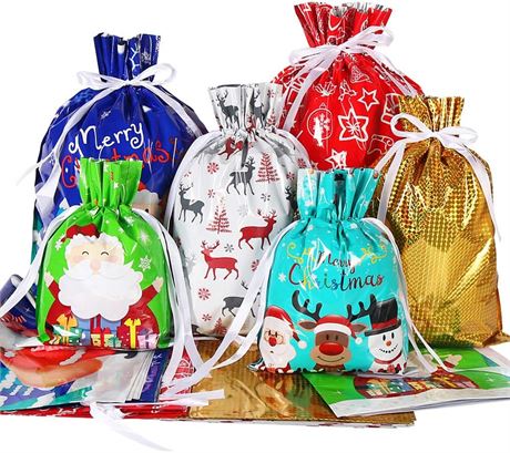 30pcs Christmas Foil Gift Wrapping Sacks Pouches for Xmas Presents