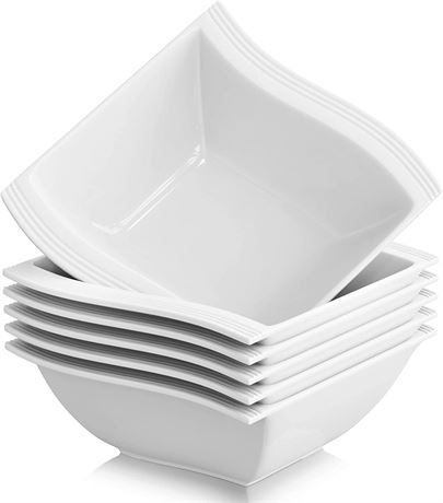 MALACASA Square Cereal Bowls Set of 6