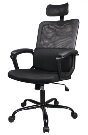 SMUG Ergonomic Mesh High Back Computer Adjustable Headrest, Black