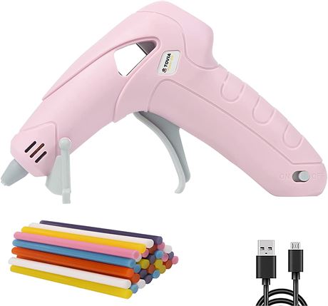 T TOVIA Wireless Hot Glue Gun with Sticks - Pink