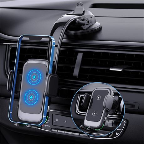 Tenpoform 15W Qi Fast Charging Double Coil Charging  Phone Mount