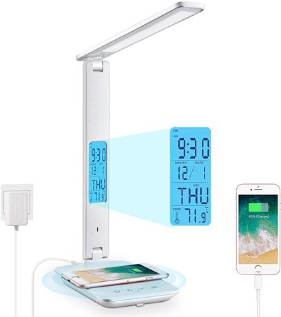 LAOPAO Desk Lamp, LEDwith Wireless Charger, USB Charging, Adjustable Foldable