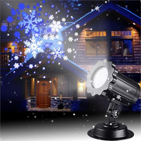 Christmas Projector Lights LED White Blue Rotating Snowflake