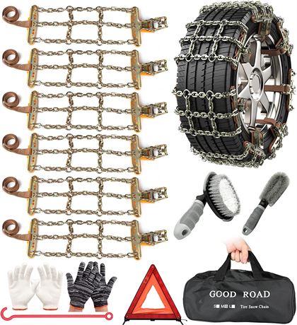 Agnuk Thickened Snow Chains, 6 Pack Tire Chains