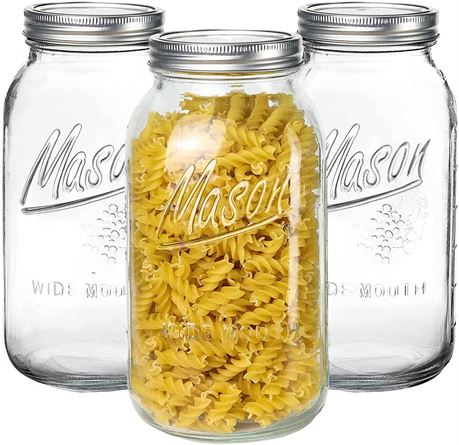 Yniken Wide Mouth Mason Jars 64 oz 3 Pack