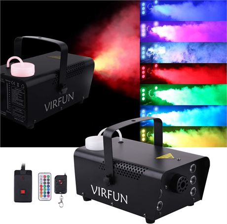 Fog Machine, 6 LED Lights with 12 Colors Effect