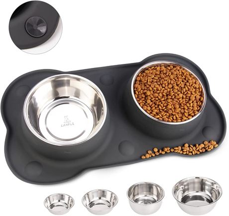 Canple Dog Bowl Stainless Steel Dog Bowls Silicone Mat 50oz bowls