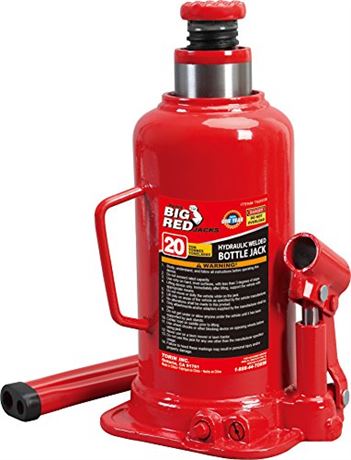 Torin Jacks Big Red 20 Ton Capacity Hydraulic Welded Industrial Bottle Jack