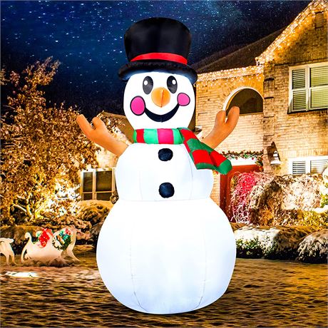 6 FT Tall Christmas Inflatable Snowman with Build-in LEDs